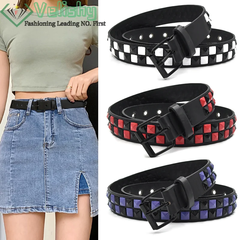 Purple Rivet Punk Belt - Y2K Hip Hop Fashion Accessory