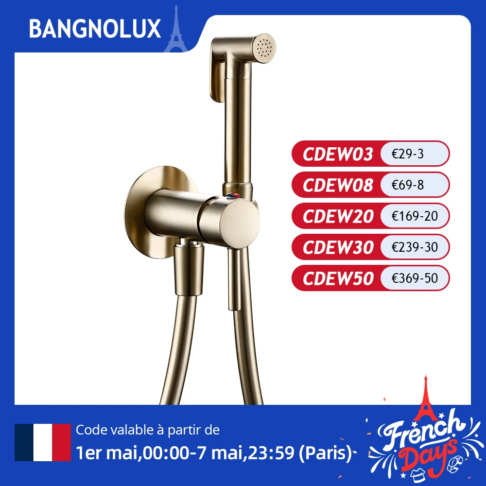 Brushed gold Brass Hand-held Wall-mounted Hybrid Hot And Cold Water With Stand Bathroom kitchen Toilet Faucet Bidet Sprayer