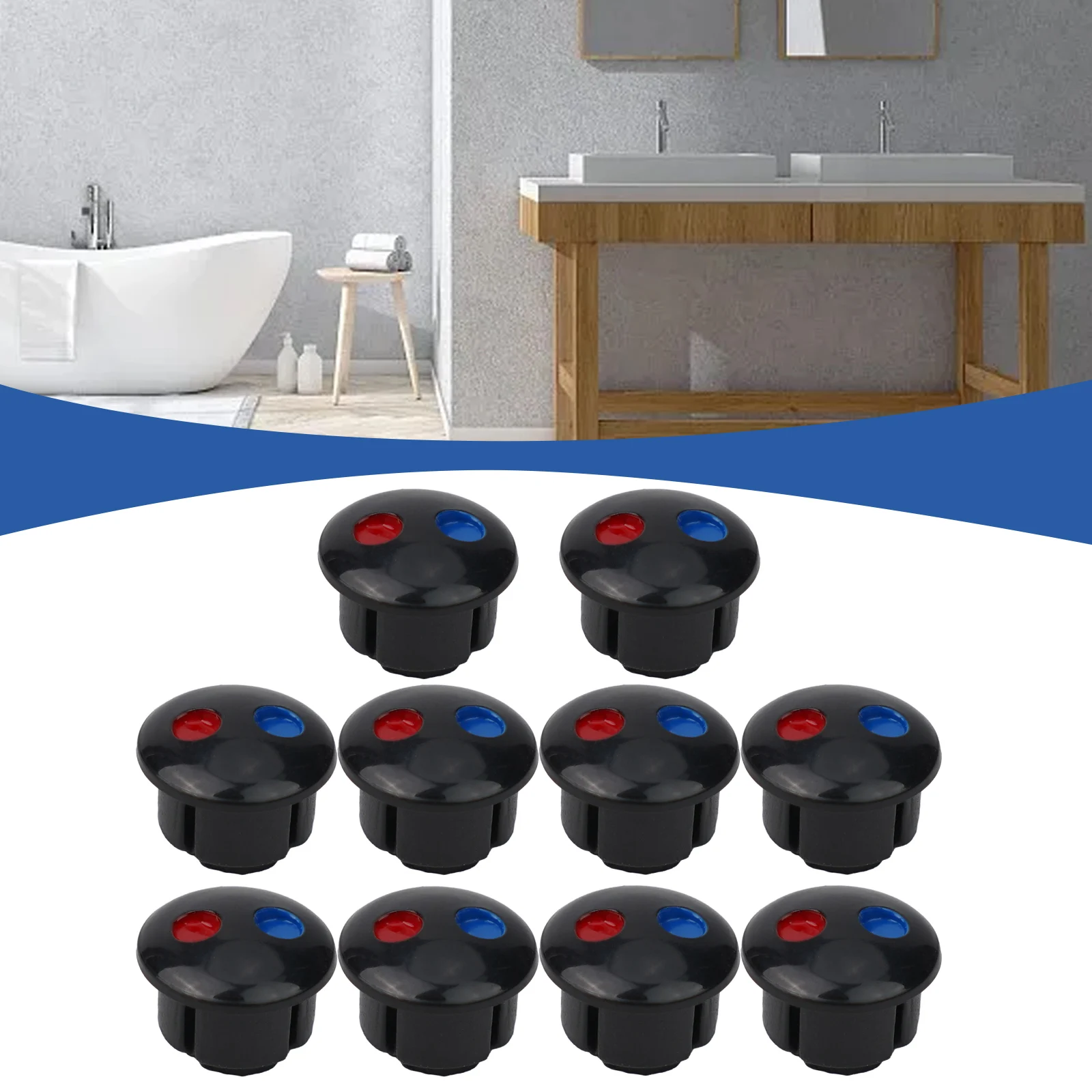 

Faucet Handle Hot And Cold Water Sign Red And Blue Label Decoration Cover 9*6.8*6cm Bathroom Accessories Replacement