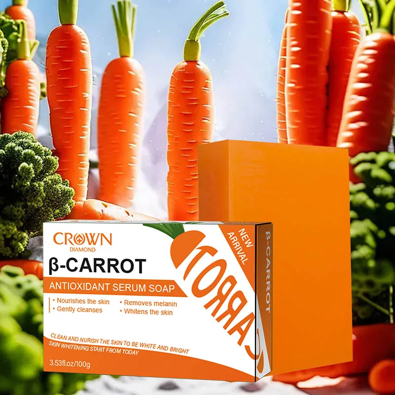Lightening Carrot Soap for Skin Handmade Natural Bar Soap for Face and Body Whitening Oil Control Brightens Skin Shrink Pore 5