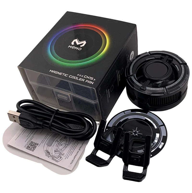 CX15 대형 화면 디스플레이 5V3A 반도체 휴대폰 쿨러 라디에이터 고출력 자석 냉각 RGB 조명 AI 온도 제어