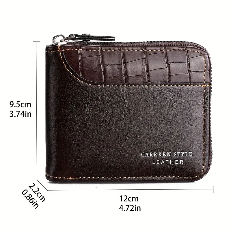 Luxury RFID Leather Men's Wallet - Zipper Credit Card Holder with Coin Pocket, Elegant Gift