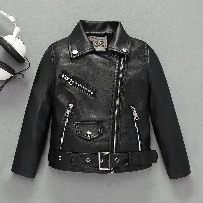 Children's Leather Jackets 2023 Spring Autumn Girls Zipper