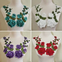 2Pcs 3D Flower Embroidery Applique Patches – Lace Collar Decoration for Evening Skirts, Dresses & Sewing DIY Craft Projects