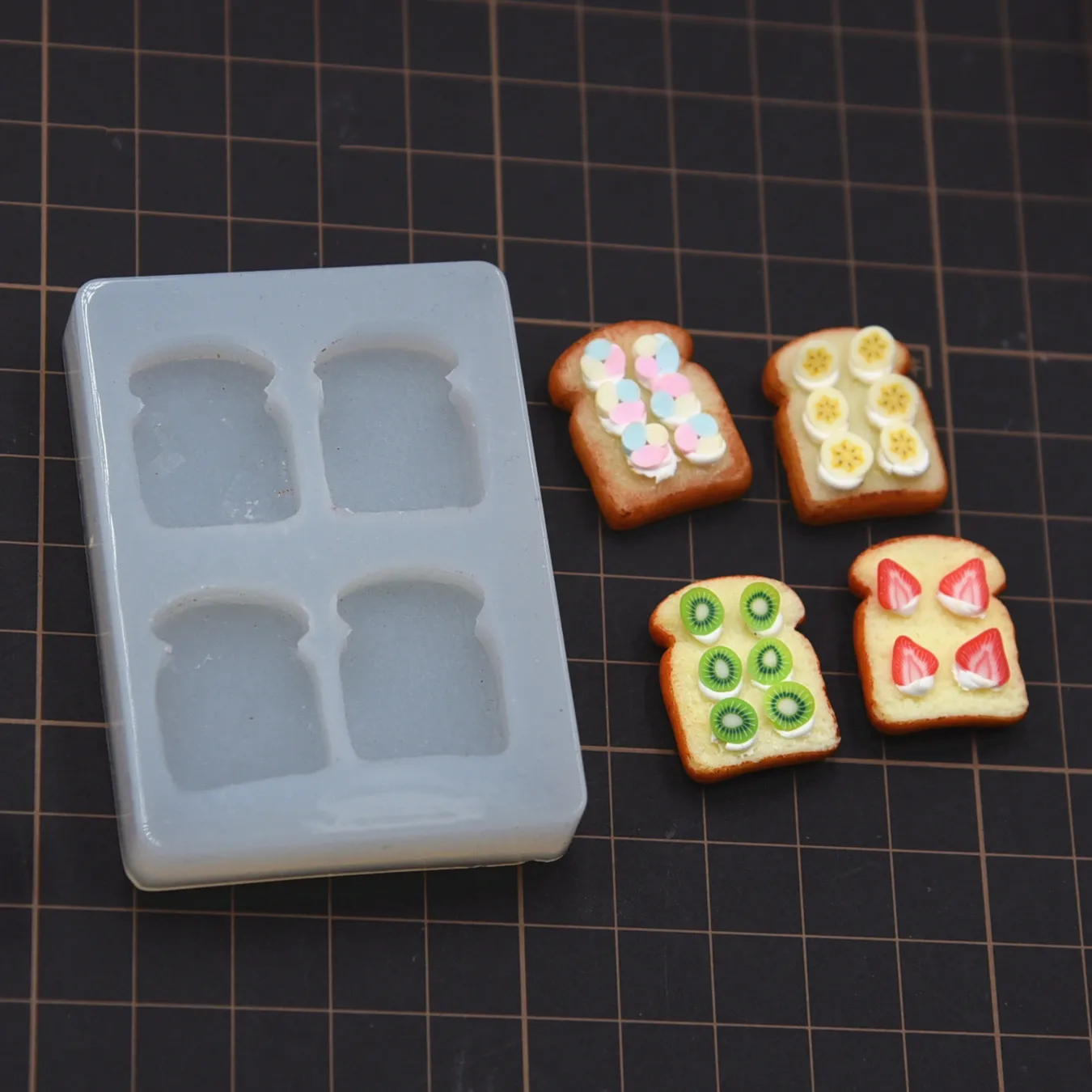 Mininature Cute Toast Bread Silicone Molds Pottery Clay DIY molds tools