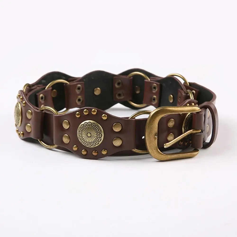 

Grommet PU Leather Waist Belt Fashion Gothic Steampunk Wide Waist Cinch Belt y2k Vintage Rivet Waistband Women Ladies