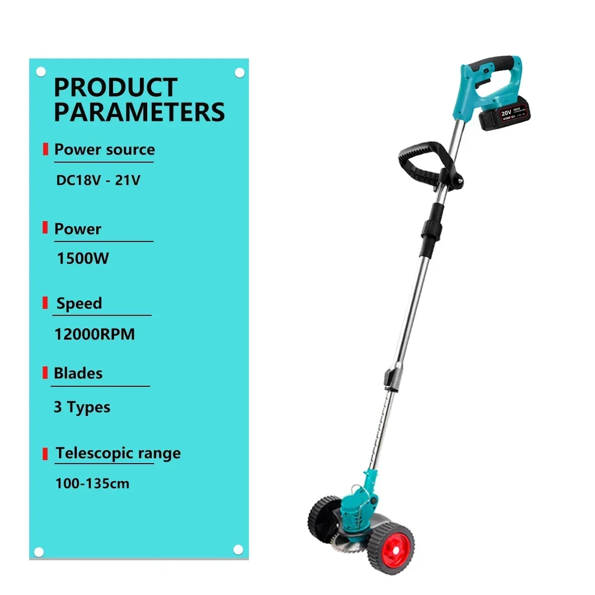 Cordless Electric Lawn Mower Foldable Grass Trimmer Adjustable Garden Pruning Cutting Power Tools For Makita/WOBERICH Battery 4