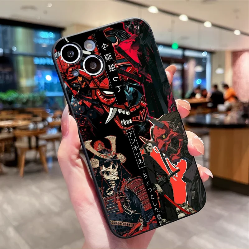 Ghost Face Samurai Shockproof Silicone Phone Case - Japan-Inspired Design
