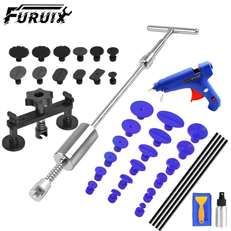 Car Paintless Dent Repair Kit Removal Tool Kit Dent Puller Kit Slide Reverse Hammer Glue Tabs Suction Cups Hail Tools