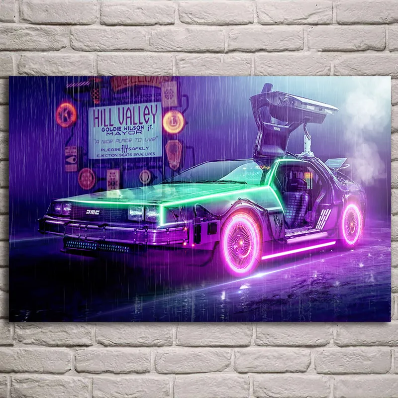 

Car DeLorean DMC Back to The Future Mural Posters Wall Art Picture Decorative Print Canvas Paintings For Living Room Home Decor