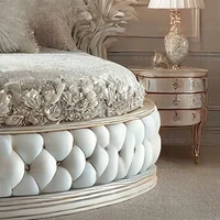 Lits doubles européens modernes pour adultes, lit rond français italien de taille Queen, meubles de luxe de style victorien royal, ensemble complet 5