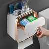 No-Nail Toilet Tissue Box Wall-Mounted Waterproof Toilet Paper Box Free Punch Tissue Box Toilet Paper Roll Paper Storage Rack 2
