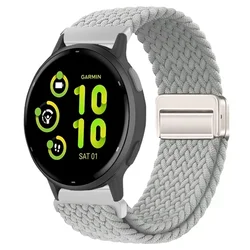 Braided Magnetic Strap - 20mm & 22mm Universal Watchband Bracelet - Forerunner 570 47mm (Pearl white)