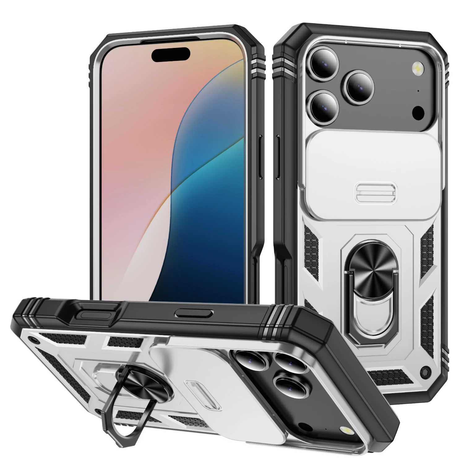 Heavy Duty Phone Case with 360-Degree Kickstand and Camera Protection