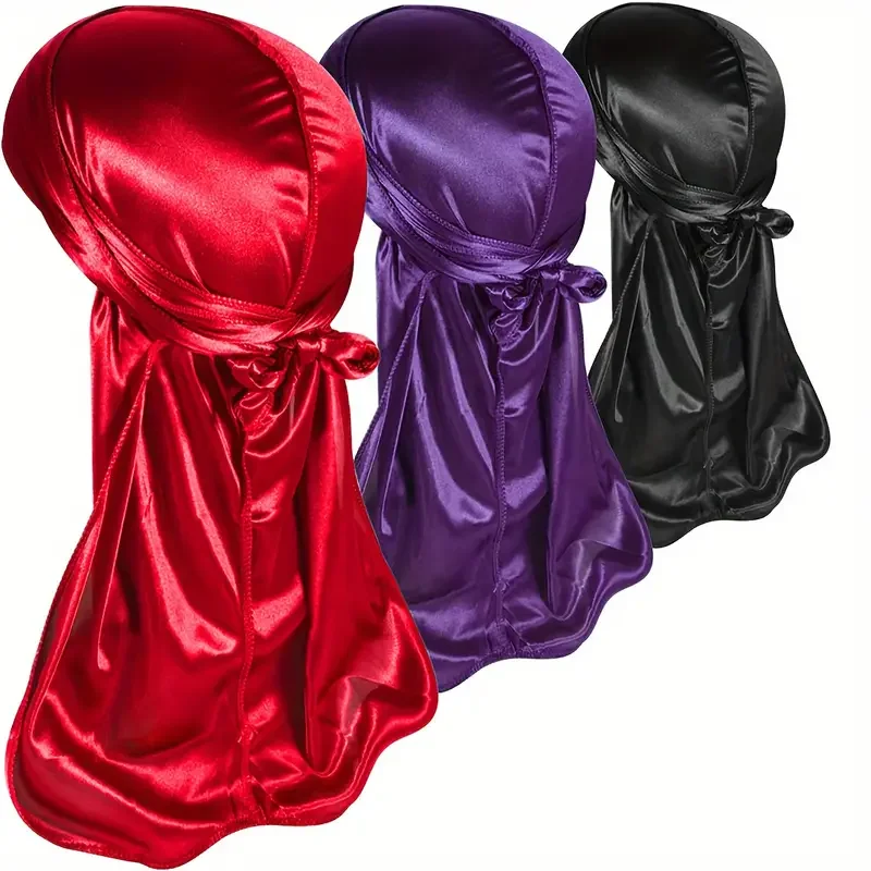 Durag Silky Durags Pack For Men 360 Waves Men'S Bandana Satin Durag 3pcs/Set