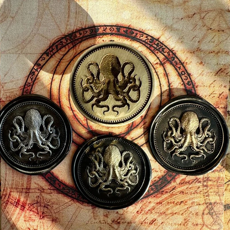 Octopus Fire Seal Stamp Copper Head 3d Relief Wax Seal Stamp Brass Head Envelope Toy Carved Laser Embossing