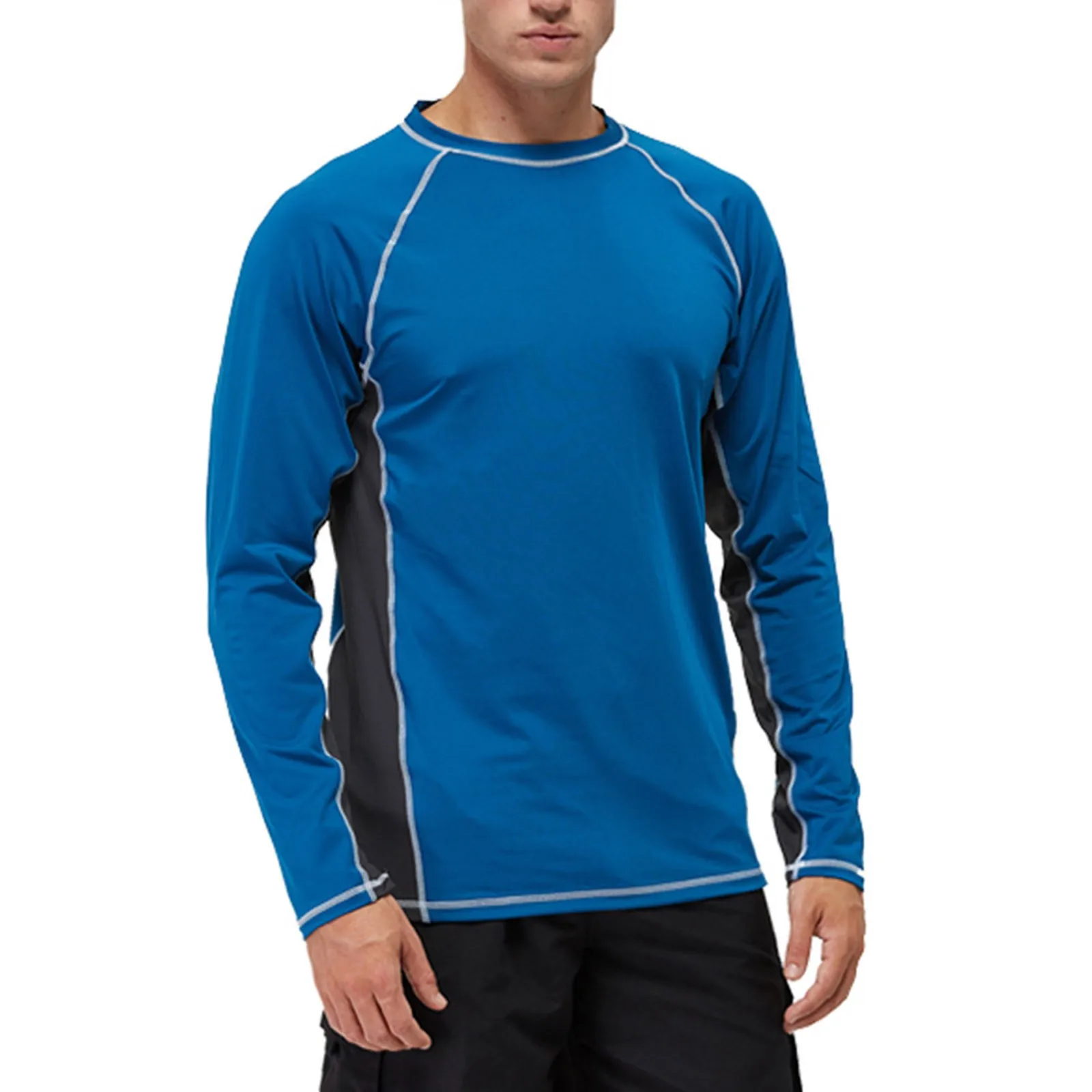 Men's Long Sleeve UPF 50+ Rash Guards Diving UV Protection Lightweight T-Shirt Loose Fit Swimming Quick Drying Surfing