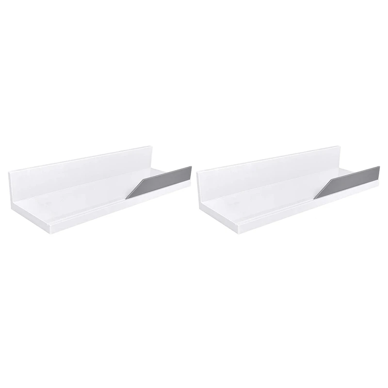 

2X Floating Shelf Adhesive Bathroom Wall Storage Shelf No Drilling Display Ledge Shelf Organizer For Shower Caddy