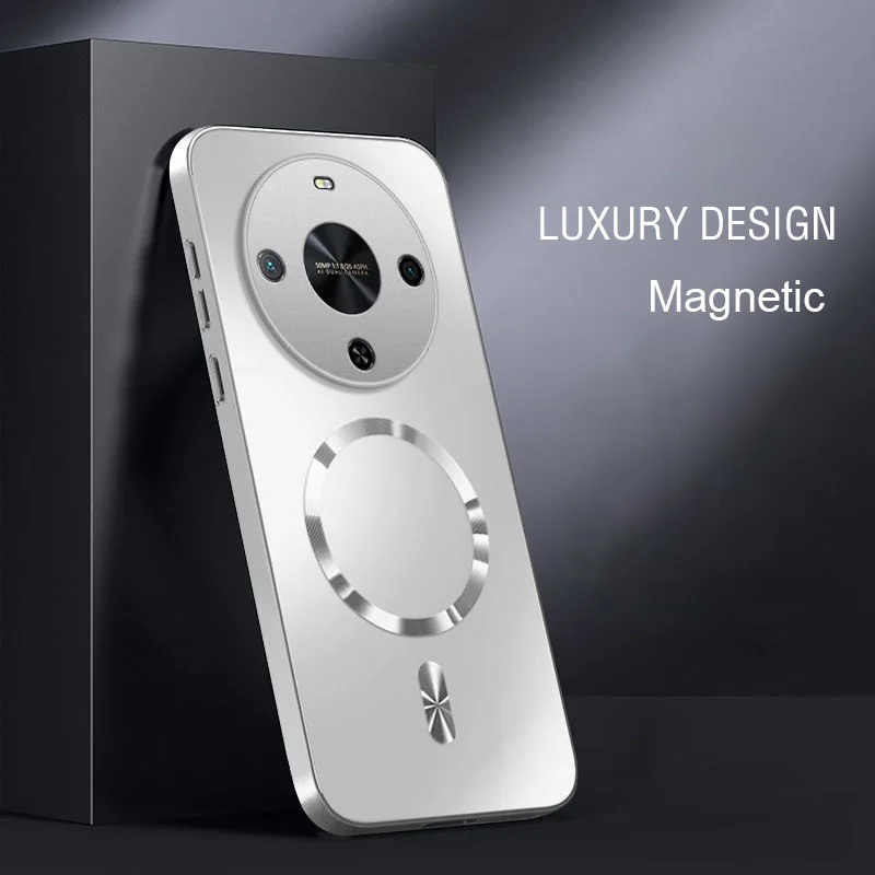 Magnetic Matte Silicone Case with Wireless Charging & Shockproof Hard Bumper