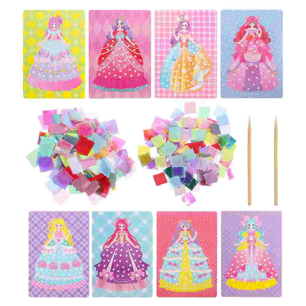 

2 Sets Toys and Draw Sewing Embroidery Kit Children Needlework Tool Puncture Painting Kids Handmade Drawing