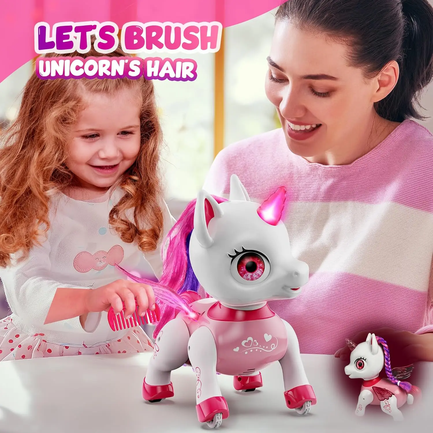 Unicorn Dancing Robot Toys for Girls with LED Horn & Wings,Remote Control,Voice,Rechargeable,Birthday Gifts, Kids and Toddlers