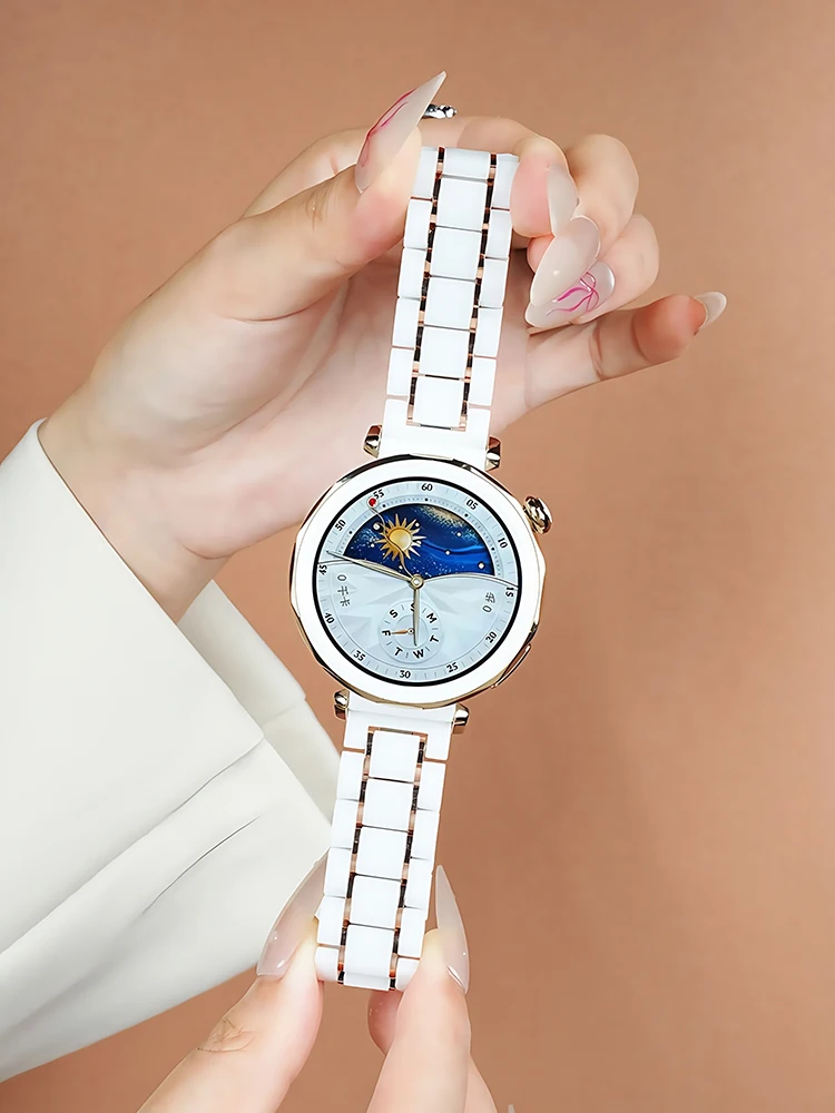 حزام معدني من السيراميك الأبيض لساعة اليد الذكية ه...