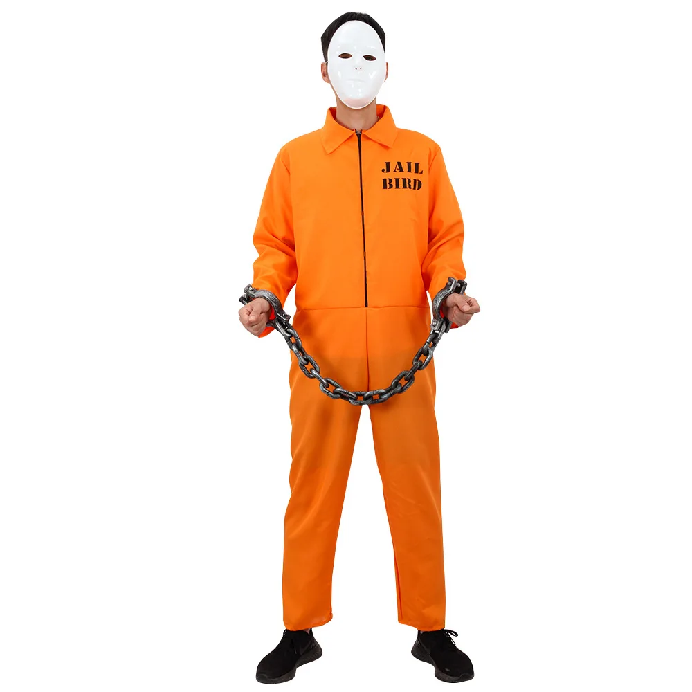 Disfraz de prisionero americano para hombre y mujer, mono, Tops, pantalones,  uniforme de prisión naranja para adultos, disfraz de Halloween - AliExpress