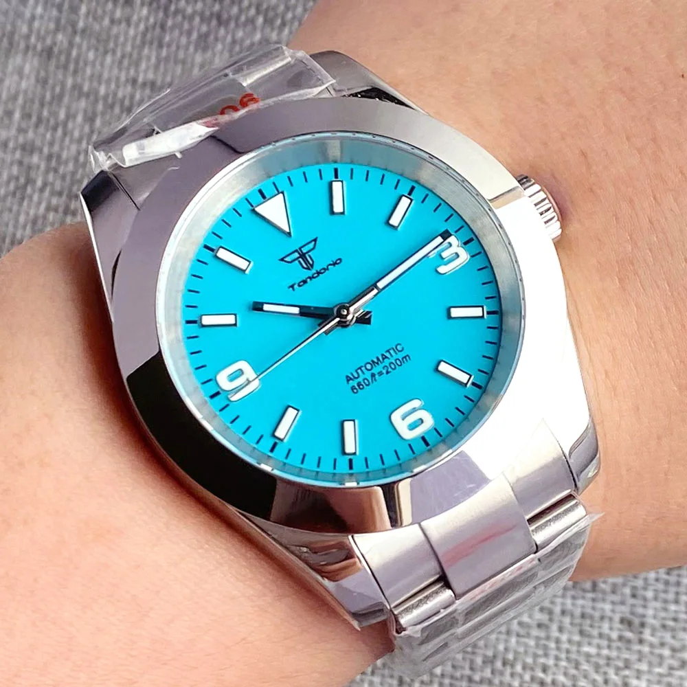 36mm 39mm Flat Polish Bezel Tiffany Blue Automatic Watch Men S NH35 Movement Tandorio Brand 904L Bracelet  explore Dial