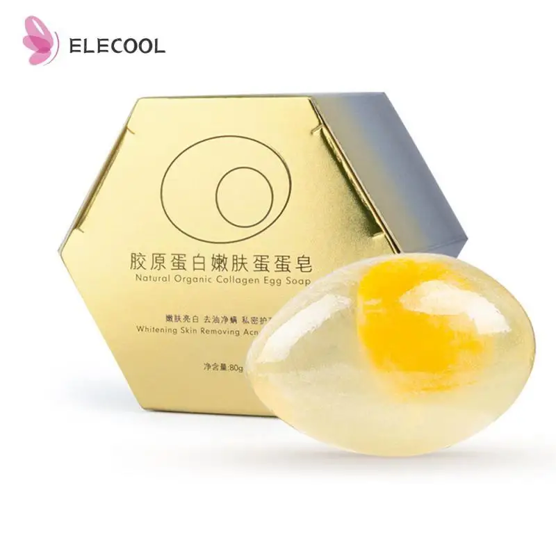 

Natural Organic Collagen Egg Soap Wholesale Collagen Soap Handmade whitening Soap Collagen Cleansing Soap Face bath soap 80g