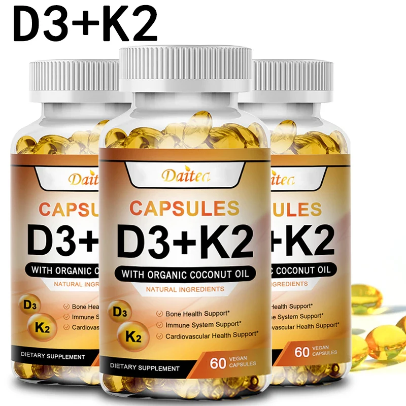 

K2+D3 vitamin supplements support bone density, teeth and skin, heart health and support immunity.