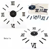 Roman Numerals Frameless Large Acrylic Mirror Surface 3D DIY Wall Clock Home Living Room Office School Wall Decor Clock Sticker 4