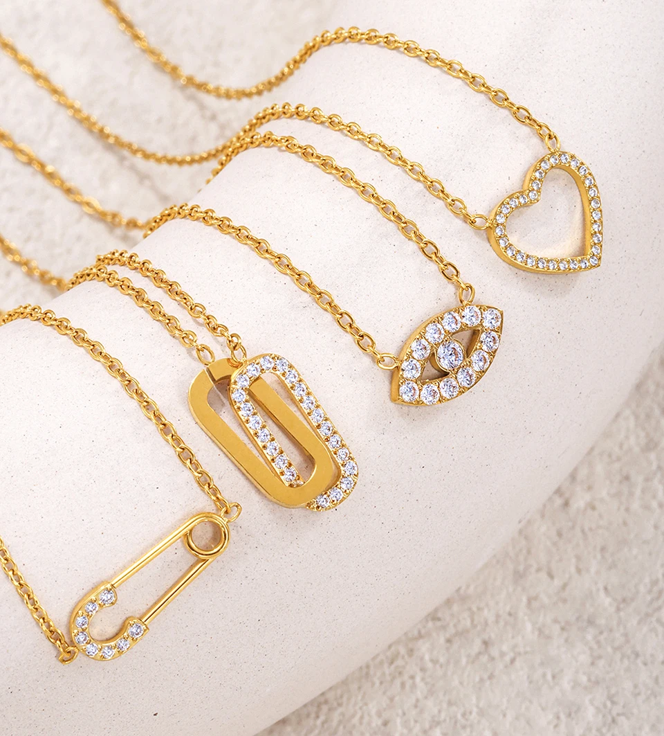 Sterling Silver Pin Necklace Gold Fine Jewelry Set Main Display