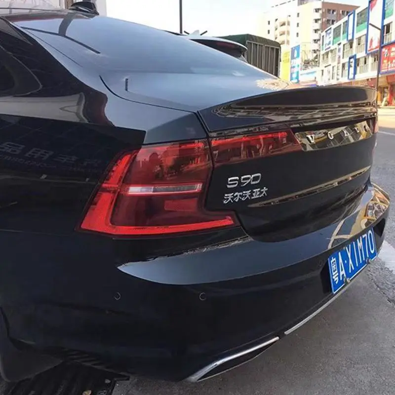 볼보 S90 2017 2018 2019 2020 하이 퀄리티 ABS 플라스틱 리어 루프 스포일러 윙 트렁크 립 부트 커버, 자동차 스타일링