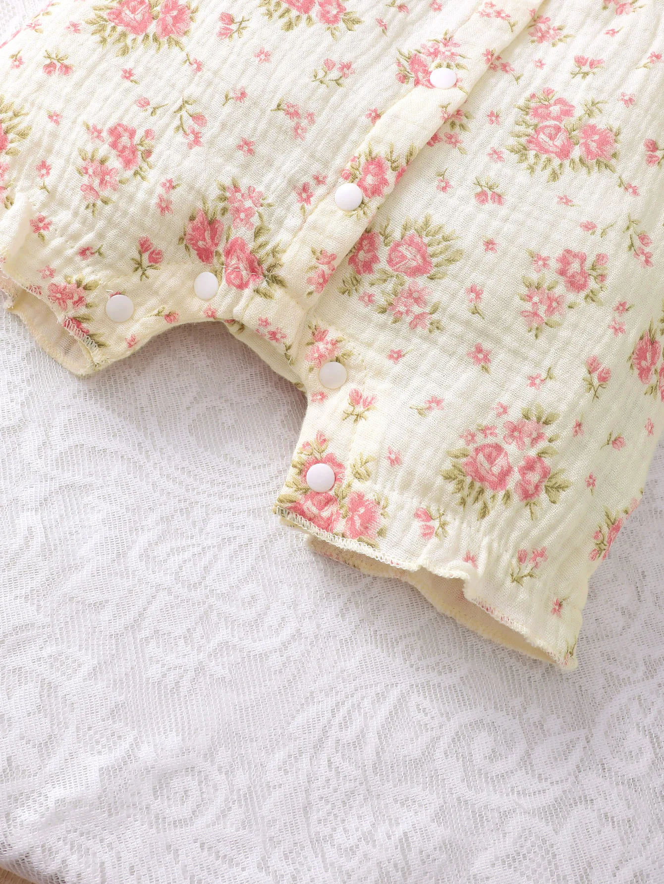 Foreign Style Square Collar Flying Sleeve Cute Sweet Baby Girl Child Onesie Summer Flower Print Breasted Ha Dress Bow Headband 4