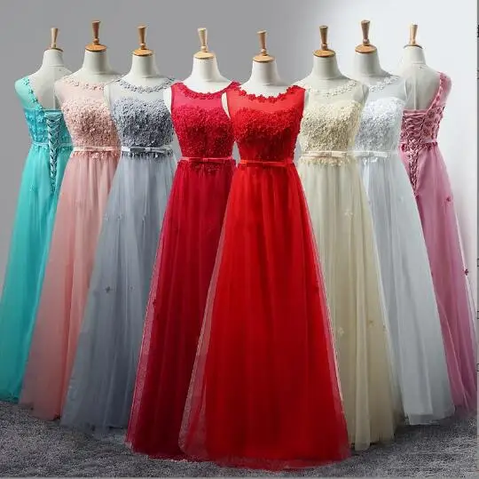 

Lace Appliques Prom Evening Dresses Beaded Formal Elegant Party Gown Sashes Lace Up Back vestido de festa