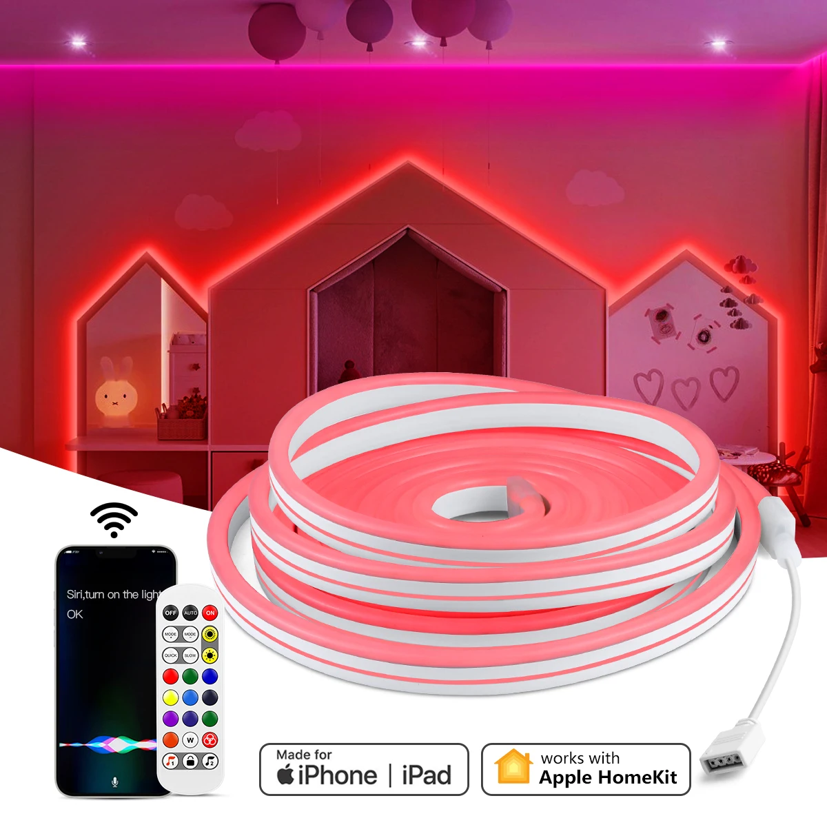 Homekit RGB Neon Strip Smart WiFi APP Control LED Strip Light Waterproof Ribbon Room Decor for Amazon Alexa Echo Google Home