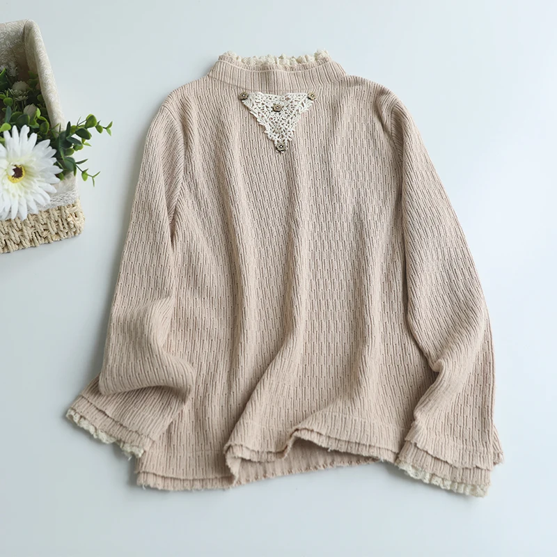 

Spring Sweet Thin Base Top Knitting Sweater Women Long Sleeve Casual Tops ML1115