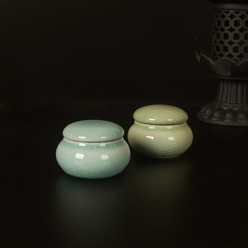Fragrance Powder Jar Mini Chinese-style Portable Ceramic Jar Lipstick Sealed Storage Beauty Cream Square Sub-packing