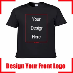 Customizable Men's Cotton T - Shirt with Personal Message, Available in Plus Sizes - XXXL (Black (Front Logo))
