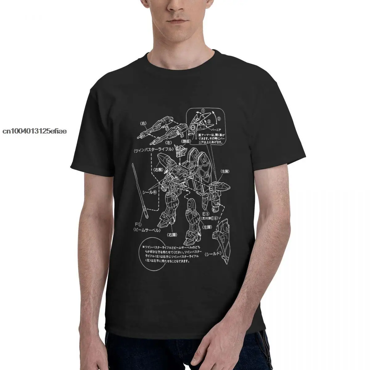 Bandai-camisetas de Gundam para hombre, camisa creativa de algodón, cuello redondo, Anime Mech Robot Mecha, Camisetas estampadas de manga corta