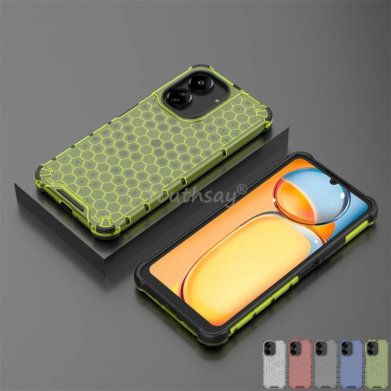 Custodia Antiurto A Nido D'Ape Per Xiaomi Redmi 13C Armor Capa Redmi 13C Cover Protettiva Traslucida Custodia Xiaomi Redmi 13C