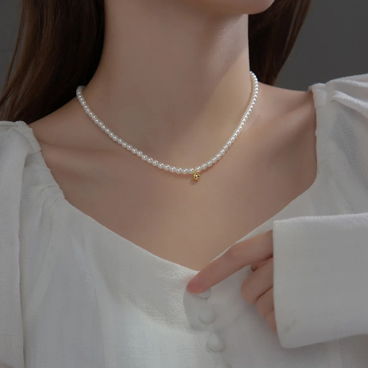 

Pearl golden necklace For Women 2023 pearls pendant necklace Original Design Jewelry Teen Gift