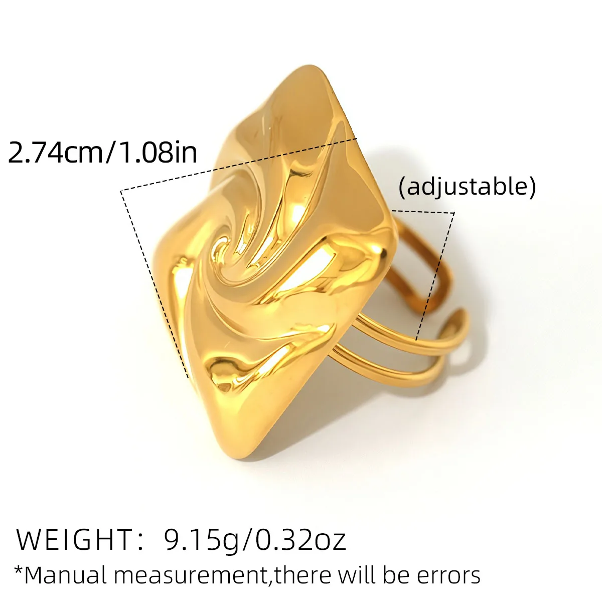 Geometrische Ringe aus Edelstahl für Damen, 18 Karat vergoldet, wasserdicht, hochwertiger Schmuck für den täglichen Gebrauch, Urlaub, am Meer usw. – Detail 2