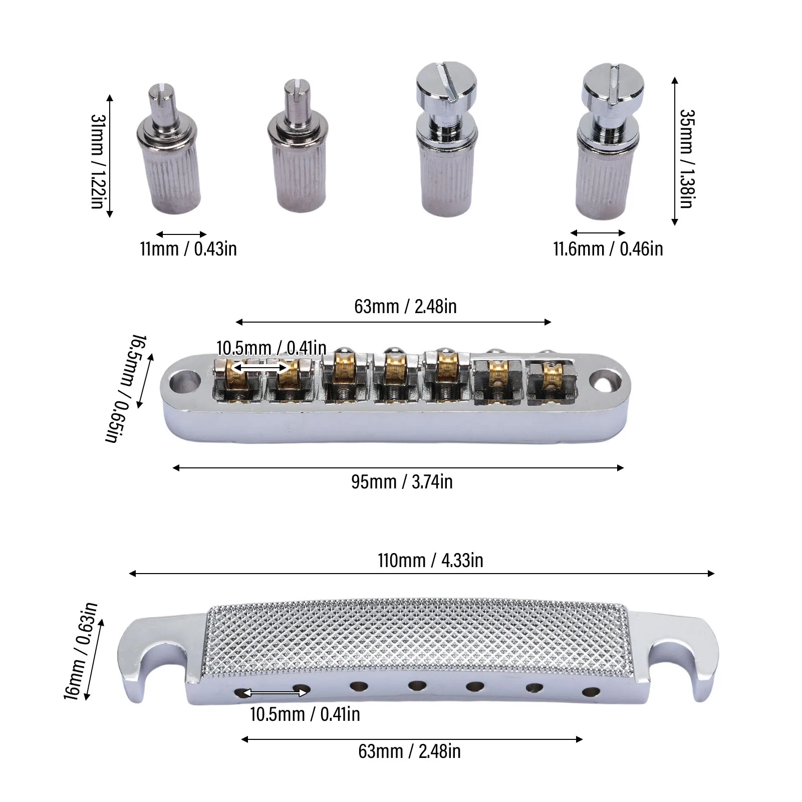 Bridge Stop Bar Tailpiece Combo Replacement for LP SG 7 String Electric Guitar for Tune O Matic  Bridge Stop Bar Tailpiece