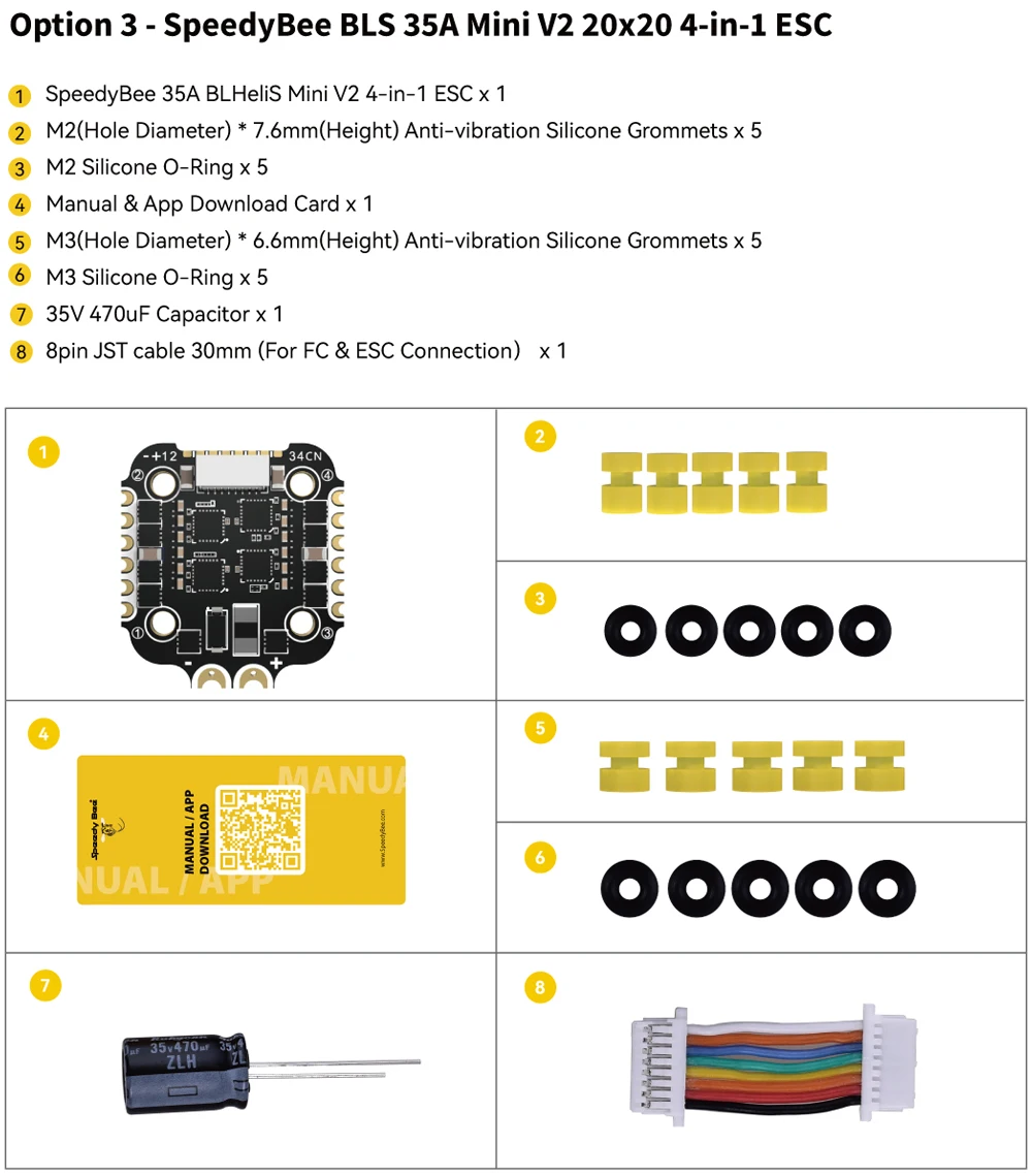 Description Picture 3 of itemSpeedyBee F405 Mini BLS 35A 20x20 Stack. F405 30x30 Mini Flight Controller, 35A BLHeli_S Mini 4-in-1 3-6S ESC For RC FPV Drone