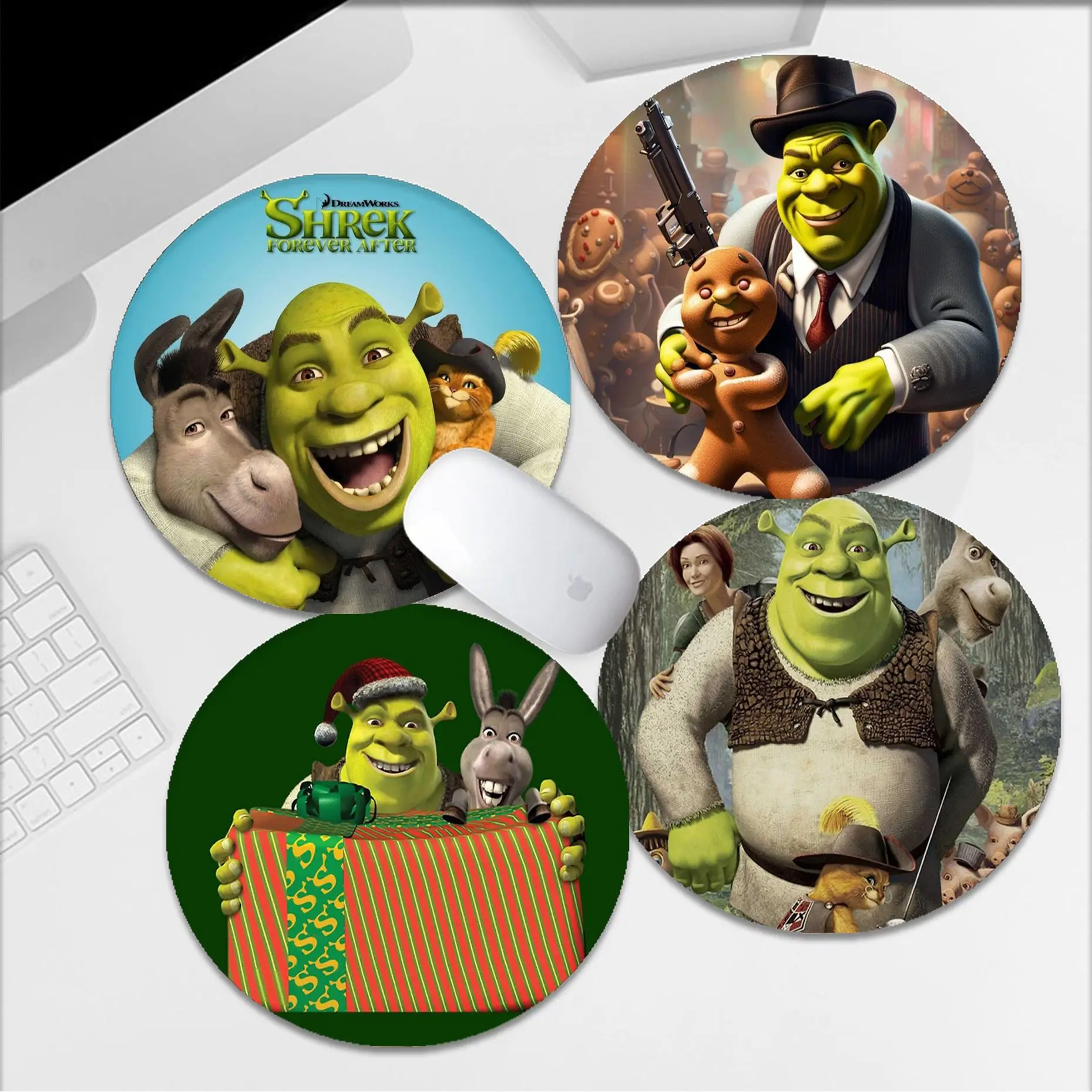 

Funny S-Shrek Movie Mousepad Non-slip Round Speed Version Game Computer Keyboard Office Table Mat PC Laptop Mouse Mat Office