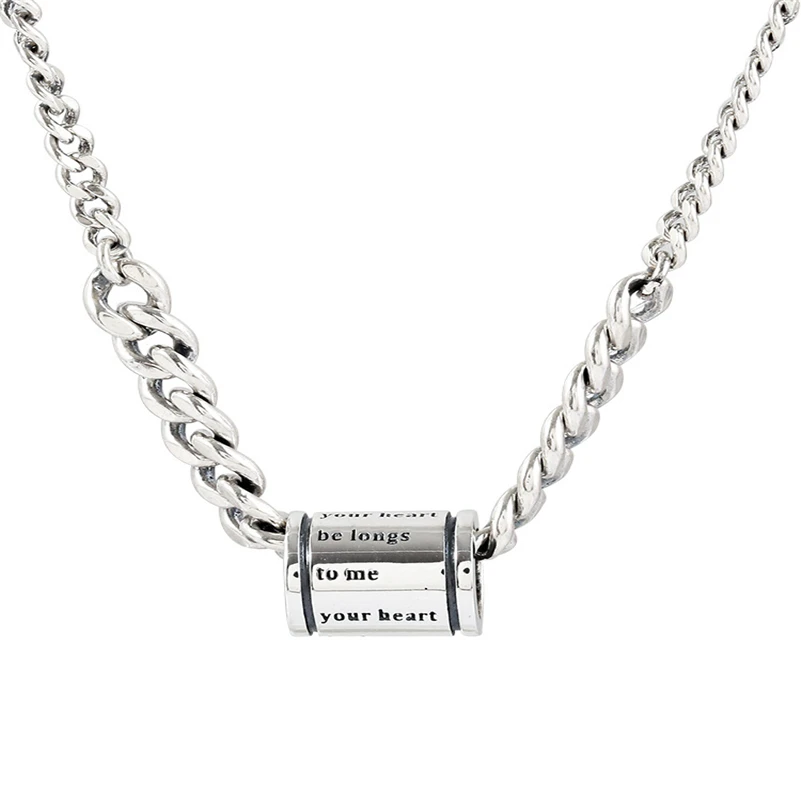 

S925 Sterling Cylinder Thai Silver Retro Necklace Pendant Women's Net Red Collares Mujer Collares 925 Jewelry Pendanta Females