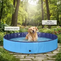 Piscine pliable pour animaux de compagnie, bleue, 62,99 x 62,99 x 11,81 pouces, PVC 3