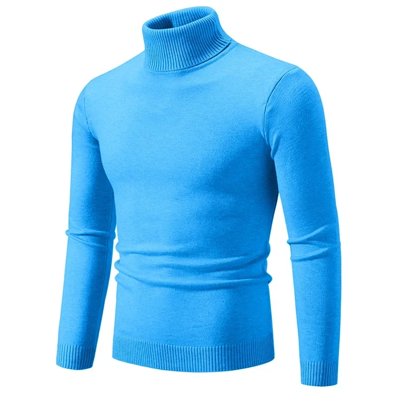 Men's High Neck Sweater  Pullover Knitted Warm Casual Turtleneck Sweatwear  Mens Tops 4