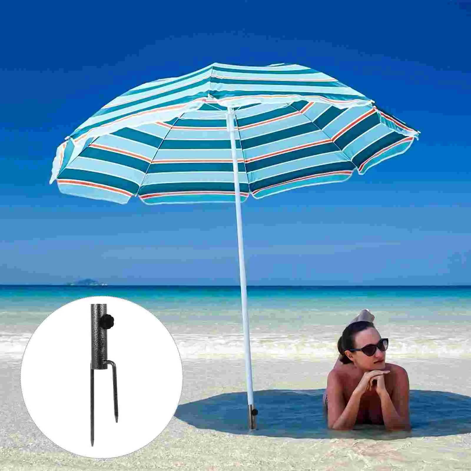 

Ground Plug Spike Base Beach Umbrella Anchor Heavy Stakes Outdoor Bases Sand Grabber Sun Shade Support